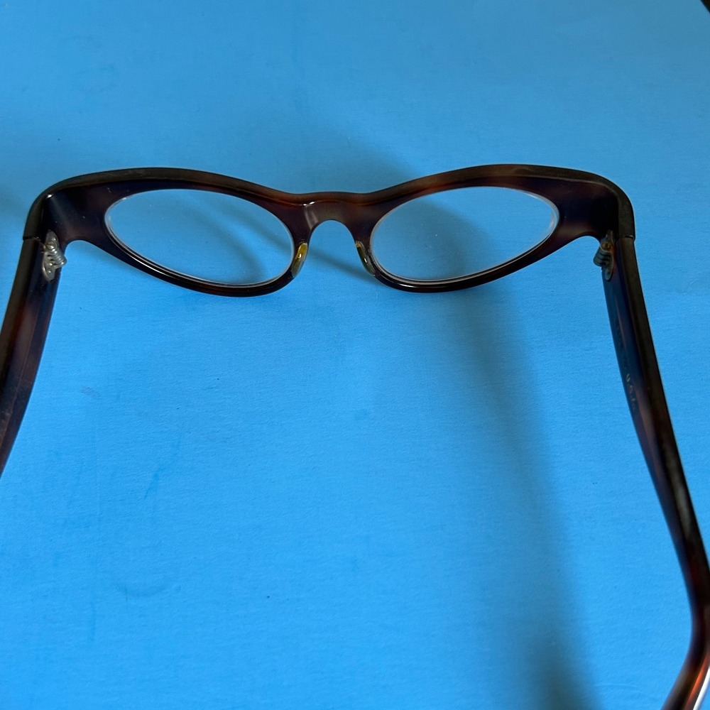 Vintage Brown Tortoise Cat Eye Glasses Frames USA Made Retro Eyeglasses MCM - Picture 5 of 6